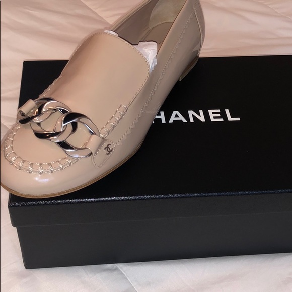 CHANEL Shoes - Chanel patent leather chain loafers CHANEL Shoes - Chanel patent leather chain loafers